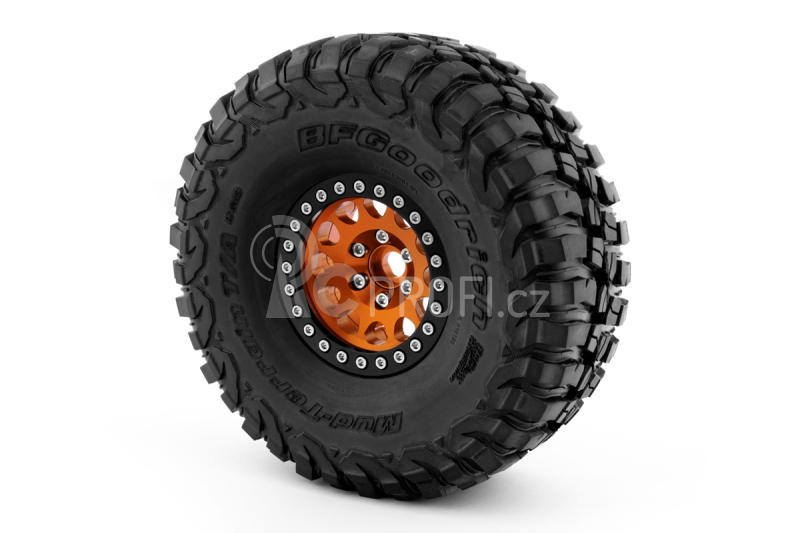 1.9'' Hliníkové beadlock disky pro 1/10 crawler/expedice oranžové - 2 ks