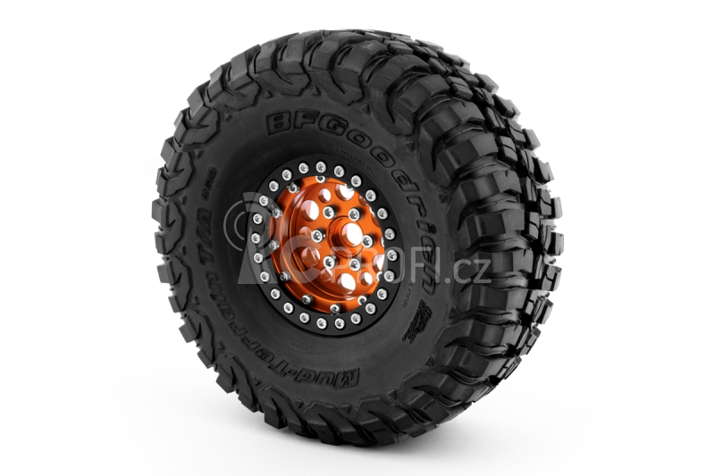 1.9'' Hliníkové beadlock disky pro 1/10 crawler/expedice oranžové - 2 ks