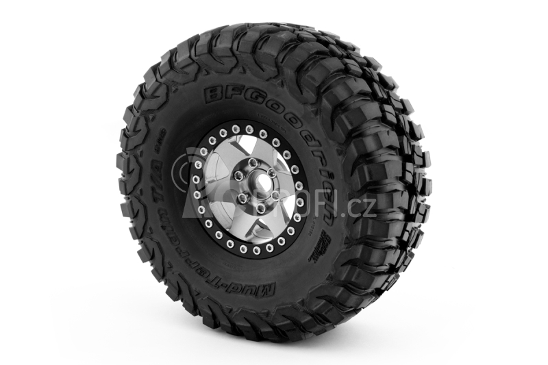 1.9'' Hliníkové beadlock disky šestipaprskové pro 1/10 crawler/expedice stříbrné - 2 ks