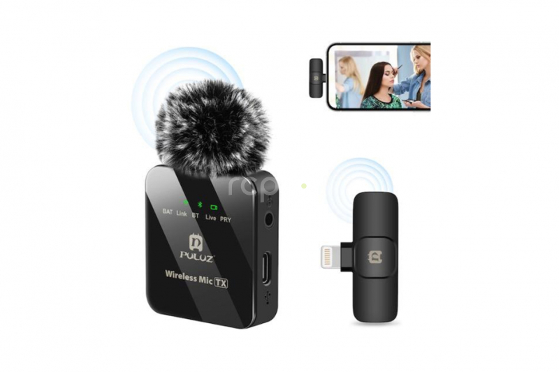 2.4GHz Lightning Wireless Lavalier Microphone (vč. Aku) (PULUZ)