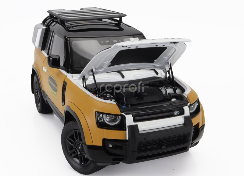 Almost-real Land rover New Defender 90 Trophy Edition 2023 1:18 Žlutá Bílá Černá