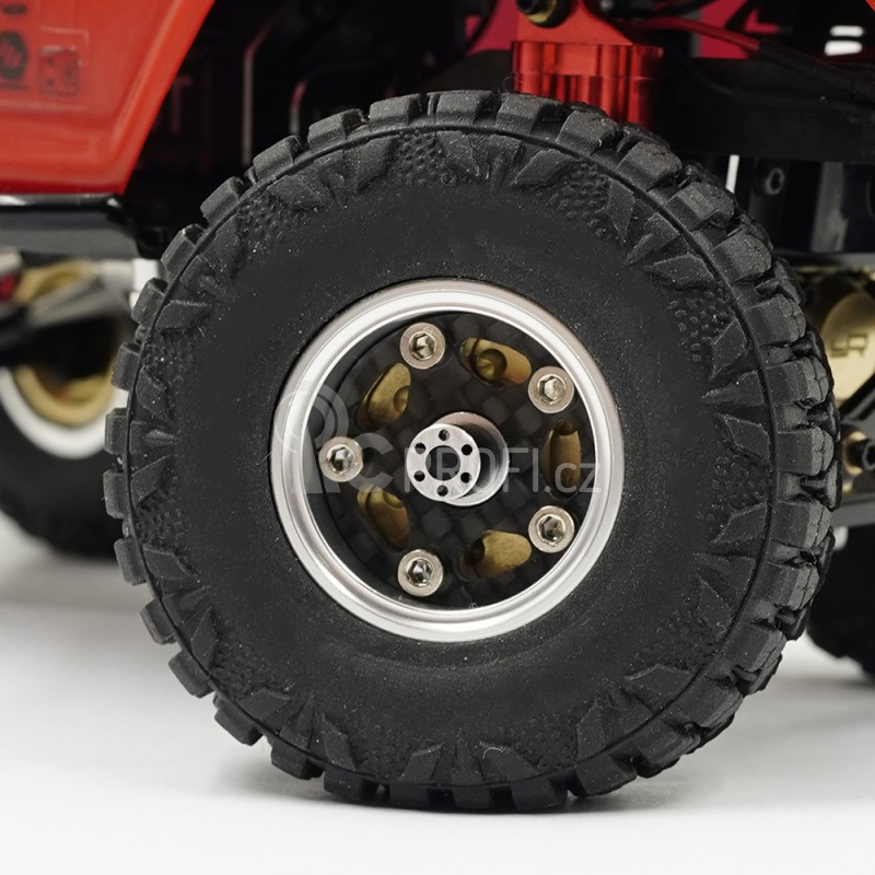 Aluminium CNC Beadlock graphite s pneu pro Axial SCX24, 4ks, stříbrné