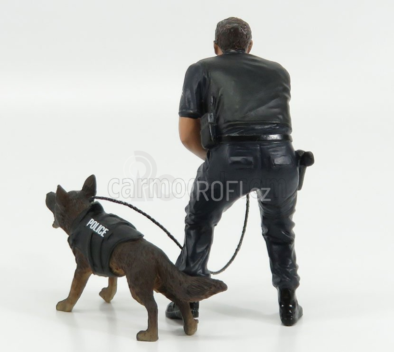 American diorama Figures Poliziotto Con Cane - Policeman Officier K9 With Dog 1:24 Black