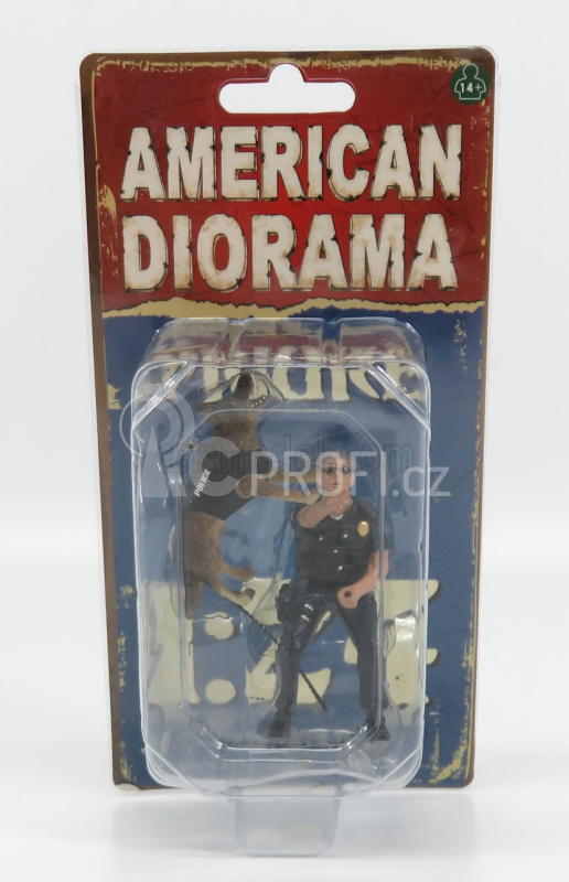 American diorama Figures Poliziotto Con Cane - Policeman Officier K9 With Dog 1:24 Black