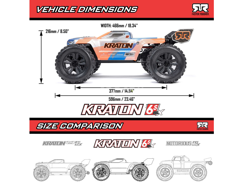 Arrma Kraton 6S V6 BLX 1:8 4WD RTR modrá/růžová