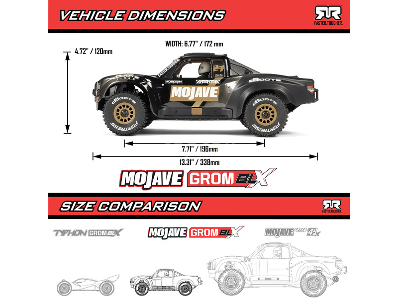 RC auto Arrma Mojave Grom 223S BLX 1:18 4WD RTR Basic, černá