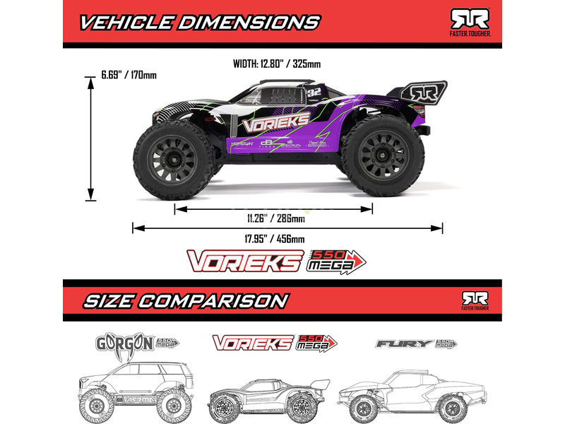 Arrma Vorteks Mega 550 1:10 RTR fialová