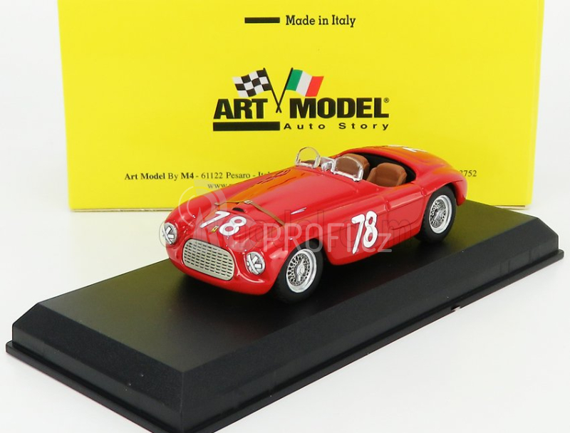 Art-model Ferrari 166mm Barchetta Ch.0034 N 78 2nd Coppa D'oro Di Sicilia 1951 P.marzotto 1:43 Red