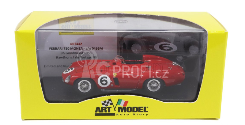 Art-model Ferrari 750 Monza Ch.0496m N 6 9h Goodwood 1955 A.de Portago - M.hawthorn 1:43 Red