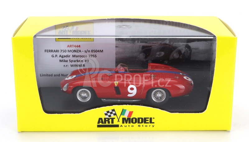 Art-model Ferrari 750 Monza Spider N 9 Winner Agadir Marocco Gp 1955 Mike Sparken 1:43 Red