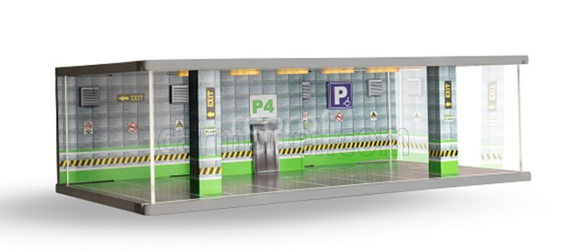 Atlantic Vetrina display box Diorama Parcheggio Quarto Piano - Parking P4 Green Floor - Cars Not Included - Lungh.lenght Cm 43.0 X Largh.width Cm 25.0 X Alt.height Cm 14.0 1:64 Různé