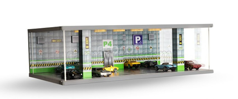 Atlantic Vetrina display box Diorama Parcheggio Quarto Piano - Parking P4 Green Floor - Cars Not Included - Lungh.lenght Cm 43.0 X Largh.width Cm 25.0 X Alt.height Cm 14.0 1:64 Různé