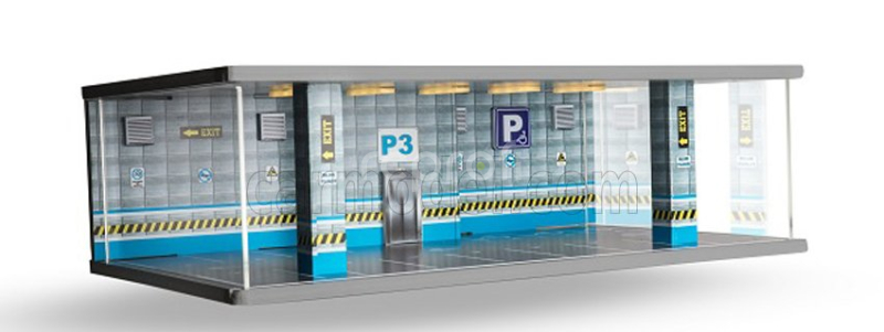 Atlantic Vetrina display box Diorama Parcheggio Terzo Piano - Parking P3 Blue Floor - Cars Not Included - Lungh.lenght Cm 43.0 X Largh.width Cm 25.0 X Alt.height Cm 14.0 1:64 Různé