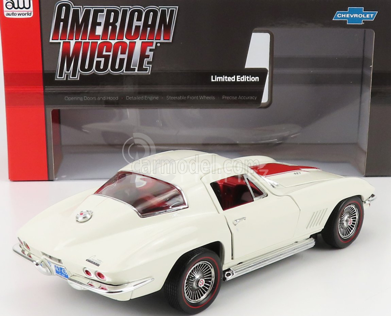 Autoworld Chevrolet Corvette 427 Coupe 1967 1:18 Bílá Červená