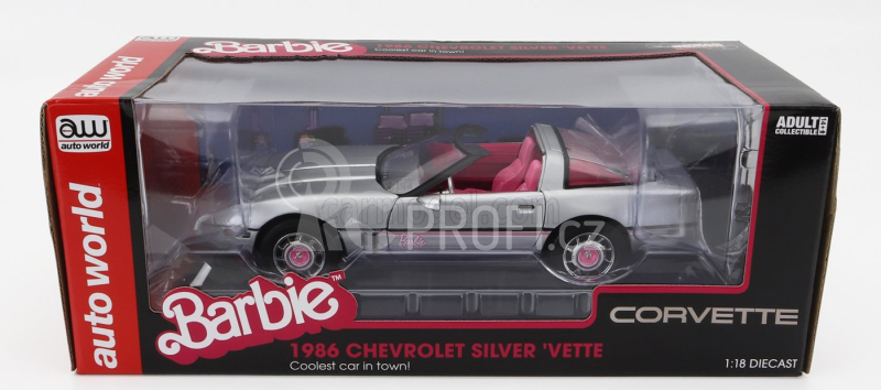 Autoworld Chevrolet Corvette Spider Open 1986 - Barbie 1:18 Silver Pink