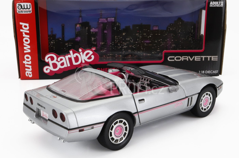 Autoworld Chevrolet Corvette Spider Open 1986 - Barbie 1:18 Silver Pink