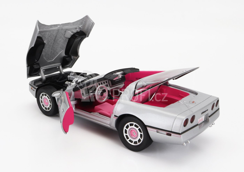 Autoworld Chevrolet Corvette Spider Open 1986 - Barbie 1:18 Silver Pink