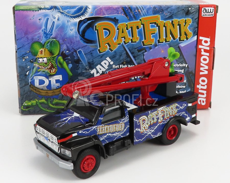 Autoworld Ford usa Bucket Truck Crane 1990 - Ratfink - Salvadanaio - Moneybox 1:34 Modrá Černá