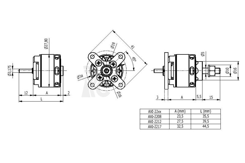 AXI 2217/16 V3 střídavý motor