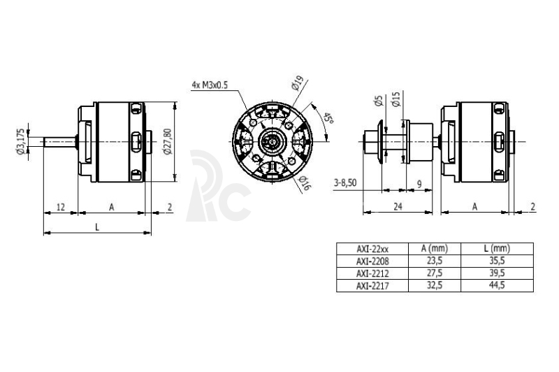 AXI 2217/16 V3 střídavý motor