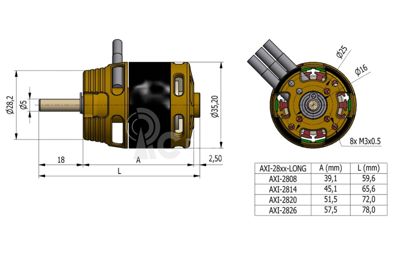 AXI 2826/12 V3 LONG střídavý motor