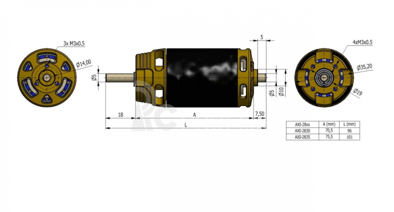 AXI 2830/12 V2 LONG střídavý motor