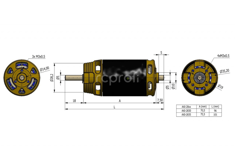 AXI 2835/10 V3 LONG střídavý motor