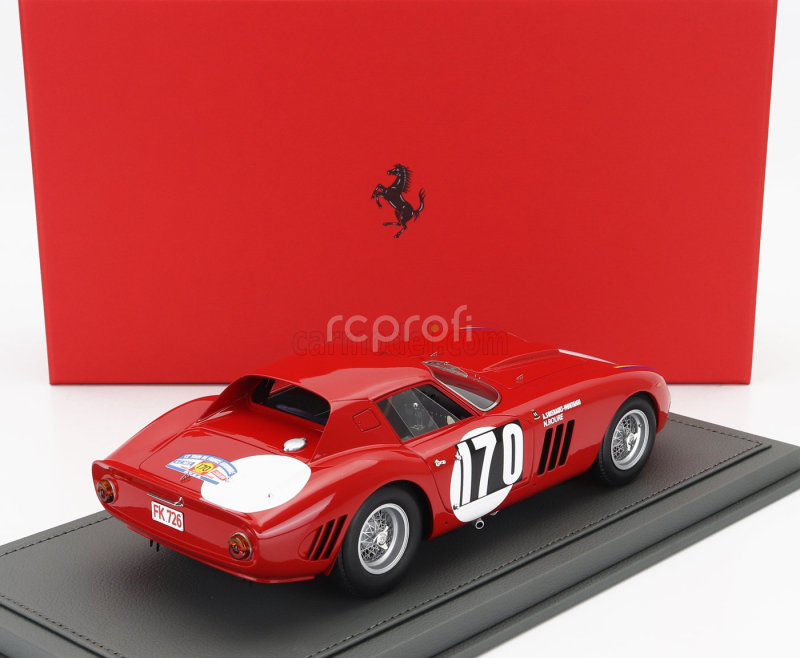 Bbr-models Ferrari 250 Gto Coupe N 170 Tour De France 1964 Annie Soisbault - Nicole Roure - Con Vetrina - With Showcase 1:18 Red