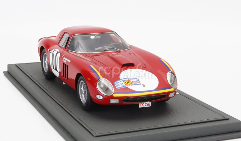 Bbr-models Ferrari 250 Gto Coupe N 170 Tour De France 1964 Annie Soisbault - Nicole Roure - Con Vetrina - With Showcase 1:18 Red