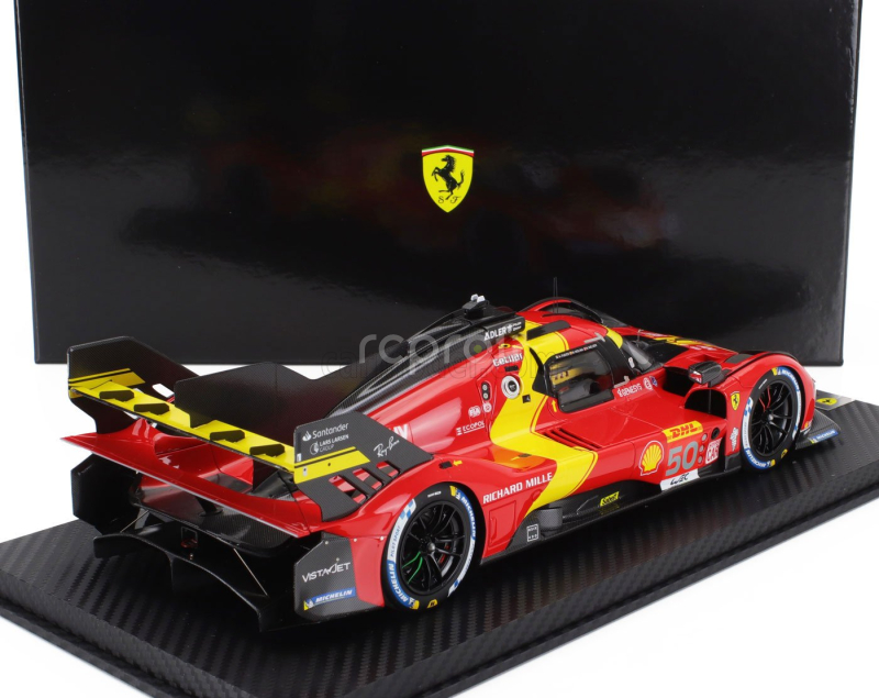 Bbr-models Ferrari 499p 3.0l Turbo V6 Team Ferrari Af Corse N 50 3rd 1000 Miles Sebring 2023 Antonio Fuoco - Miguel Molina - Nicklas Nielsen 1:18 Červená Žlutá Černá