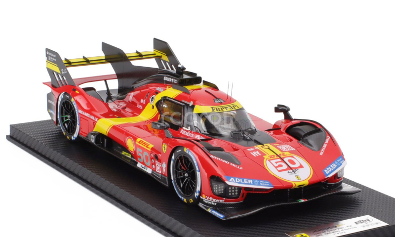 Bbr-models Ferrari 499p 3.0l Turbo V6 Team Ferrari Af Corse N 50 3rd 1000 Miles Sebring 2023 Antonio Fuoco - Miguel Molina - Nicklas Nielsen 1:18 Červená Žlutá Černá