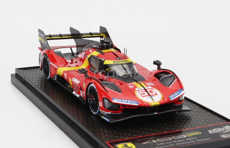 Bbr-models Ferrari 499p 3.0l Turbo V6 Team Ferrari Af Corse N 50 5th 24h Le Mans (pole Position) 2023 Antonio Fuoco - Miguel Molina - Nicklas Nielsen 1:43 Červená Žlutá Černá