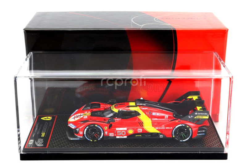 Bbr-models Ferrari 499p 3.0l Turbo V6 Team Ferrari Af Corse N 50 5th 24h Le Mans (pole Position) 2023 Antonio Fuoco - Miguel Molina - Nicklas Nielsen 1:43 Červená Žlutá Černá