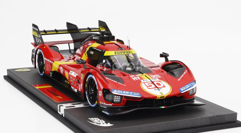 Bbr-models Ferrari 499p 3.0l Turbo V6 Team Ferrari Af Corse N 50 5th 24h Le Mans (pole Position) 2023 Antonio Fuoco - Miguel Molina - Nicklas Nielsen - Con Vetrina - With Showcase 1:18 Červená Žlutá Černá