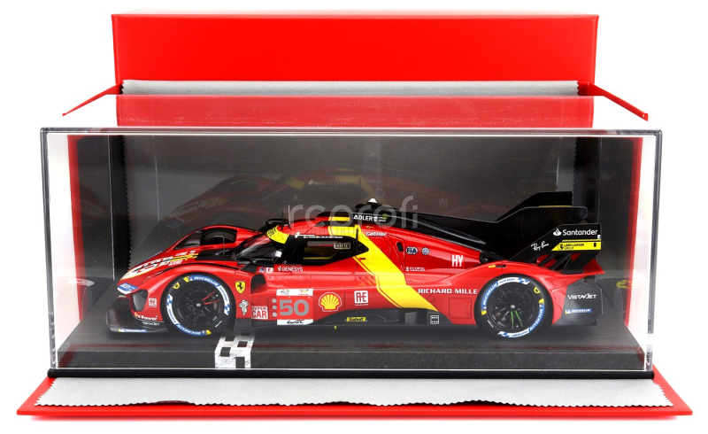 Bbr-models Ferrari 499p 3.0l Turbo V6 Team Ferrari Af Corse N 50 5th 24h Le Mans (pole Position) 2023 Antonio Fuoco - Miguel Molina - Nicklas Nielsen - Con Vetrina - With Showcase 1:18 Červená Žlutá Černá