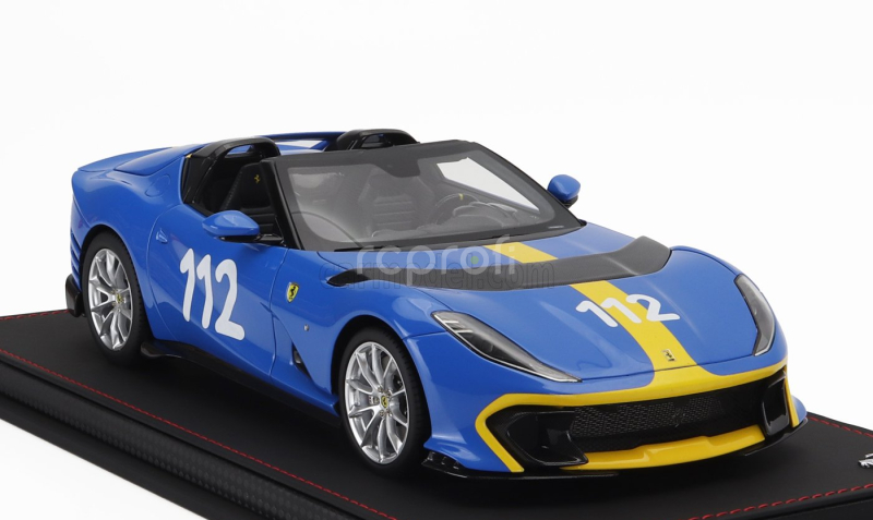 Bbr-models Ferrari 812 Competizione A Spider N 112 2022 - Con Vetrina - With Showcase 1:18 French Racing Blu - Modrá Žlutá