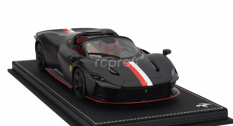 Bbr-models Ferrari Daytona Sp3 Open Roof Icona Principato Di Monaco Livery N 16 Personal Car Charles Leclerc 2022 - Con Vetrina - With Showcase 1:18 Matt Black