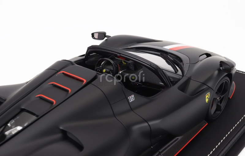 Bbr-models Ferrari Daytona Sp3 Open Roof Icona Principato Di Monaco Livery N 16 Personal Car Charles Leclerc 2022 - Con Vetrina - With Showcase 1:18 Matt Black