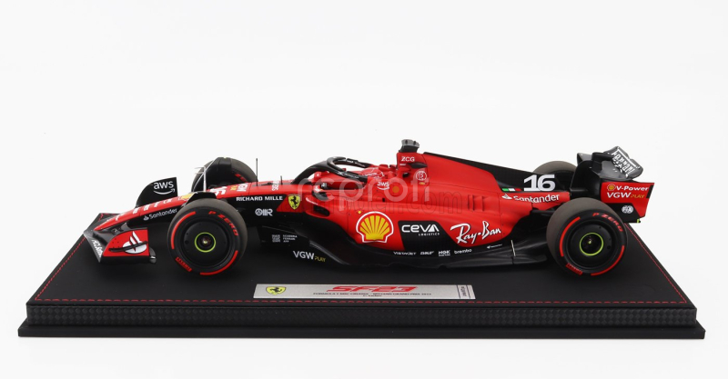 Bbr-models Ferrari F1  Sf-23 Team Scuderia Ferrari N 16 3rd Belgium Spa Gp 2023 Charles Leclerc - Con Vetrina - With Showcase 1:18 Červená Černá