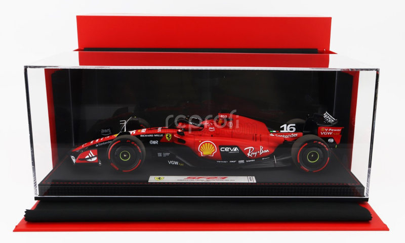 Bbr-models Ferrari F1  Sf-23 Team Scuderia Ferrari N 16 3rd Belgium Spa Gp 2023 Charles Leclerc - Con Vetrina - With Showcase 1:18 Červená Černá