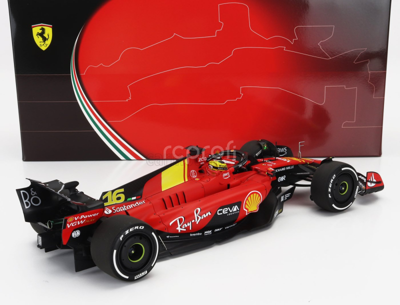 Bbr-models Ferrari F1  Sf-23 Team Scuderia Ferrari N 16 4th Monza Italy Gp 2023 Charles Leclerc 1:18 Červená Černá Žlutá