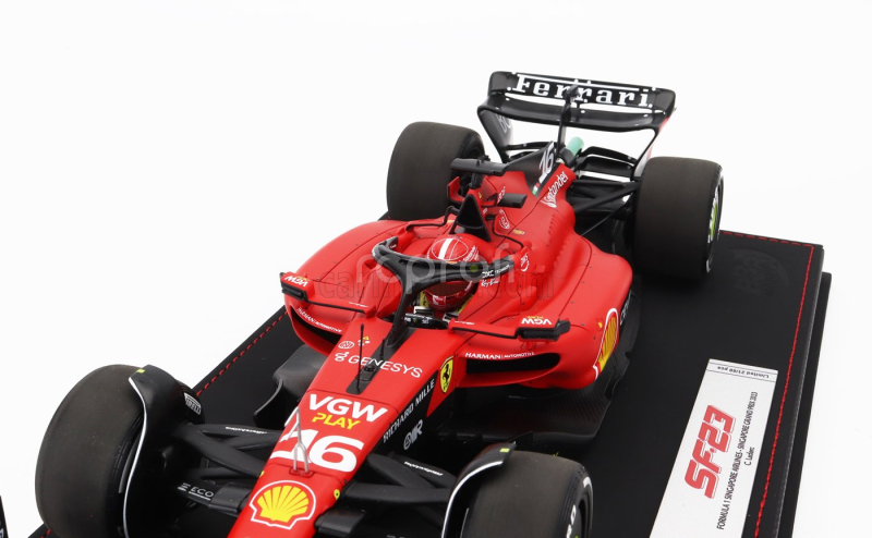 Bbr-models Ferrari F1  Sf-23 Team Scuderia Ferrari N 16 4th Singapore Gp 2023 Charles Leclerc - Con Vetrina - With Showcase 1:18 Červená Černá