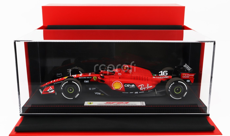 Bbr-models Ferrari F1  Sf-23 Team Scuderia Ferrari N 16 4th Singapore Gp 2023 Charles Leclerc - Con Vetrina - With Showcase 1:18 Červená Černá