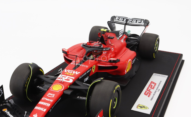 Bbr-models Ferrari F1  Sf-23 Team Scuderia Ferrari N 55 Belgium Spa Gp 2023 Carlos Sainz - Con Vetrina - With Showcase 1:18 Červená Černá