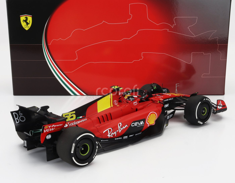 Bbr-models Ferrari F1  Sf-23 Team Scuderia Ferrari N 55 Pole Position 3rd Monza Italy Gp 2023 Carlos Sainz 1:18 Červená Černá Žlutá