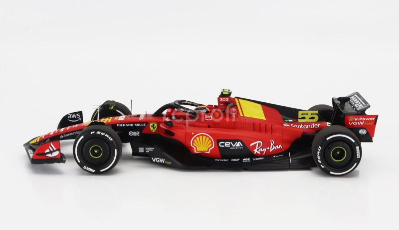 Bbr-models Ferrari F1  Sf-23 Team Scuderia Ferrari N 55 Pole Position 3rd Monza Italy Gp 2023 Carlos Sainz 1:18 Červená Černá Žlutá