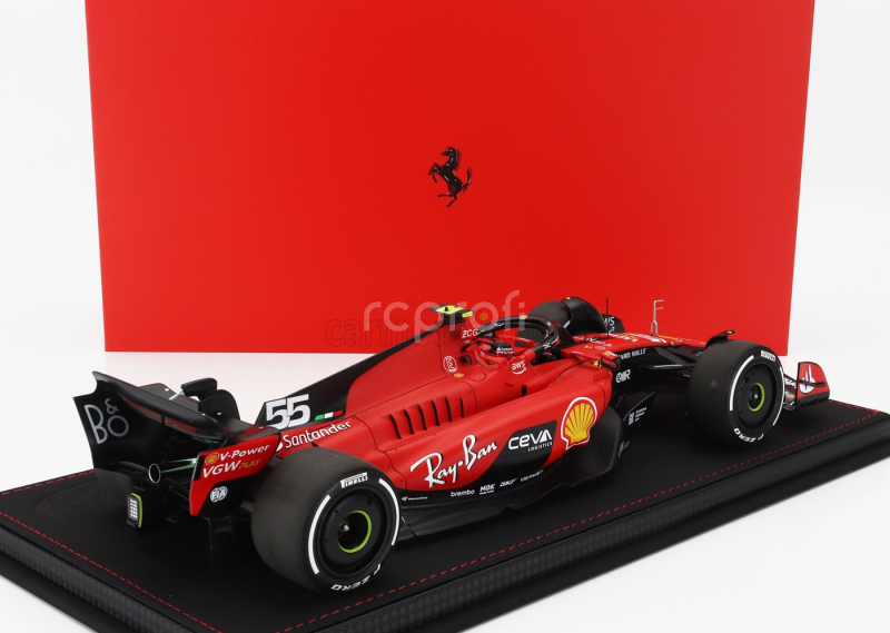 Bbr-models Ferrari F1  Sf-23 Team Scuderia Ferrari N 55 Winner Singapore Gp 2023 Carlos Sainz - Con Vetrina - With Showcase 1:18 Červená Černá