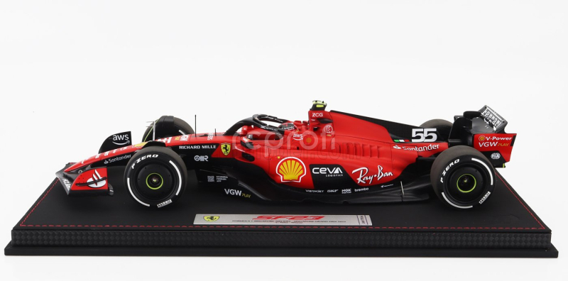 Bbr-models Ferrari F1  Sf-23 Team Scuderia Ferrari N 55 Winner Singapore Gp 2023 Carlos Sainz - Con Vetrina - With Showcase 1:18 Červená Černá