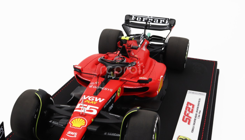 Bbr-models Ferrari F1  Sf-23 Team Scuderia Ferrari N 55 Winner Singapore Gp 2023 Carlos Sainz - Con Vetrina - With Showcase 1:18 Červená Černá