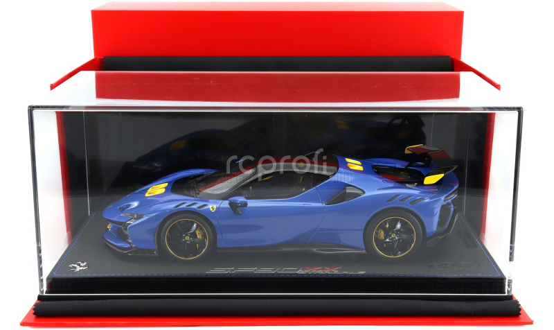 Bbr-models Ferrari Sf90 Xx Stradale 2024 - Con Vetrina - With Showcase 1:18 Azzurro Dino - Světle Modrá Černá Žlutá